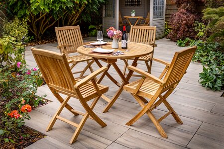 Malton Teak Folding 4 Seat Set - image 1