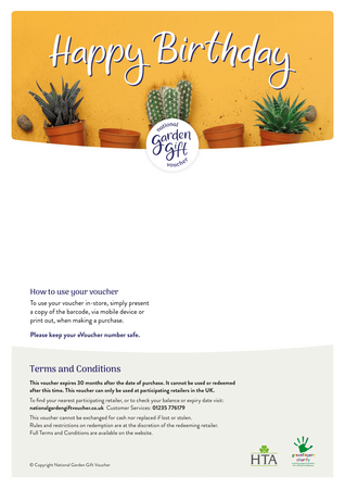 National Garden Gift E-Voucher - Happy Birthday!